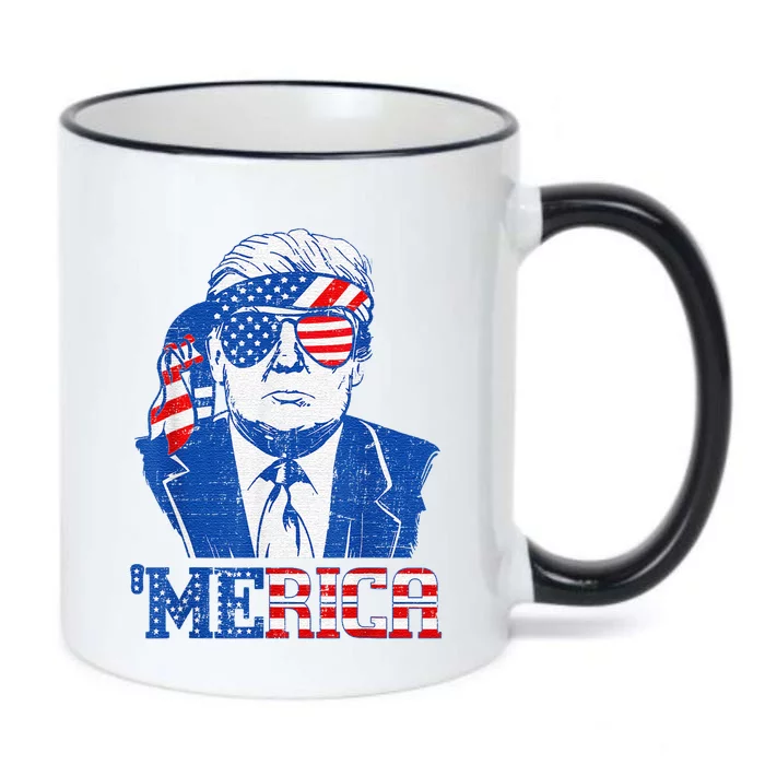 Donald Trump Merica Trump Sunglass Us Flag 4th Of July Black Color Changing Mug