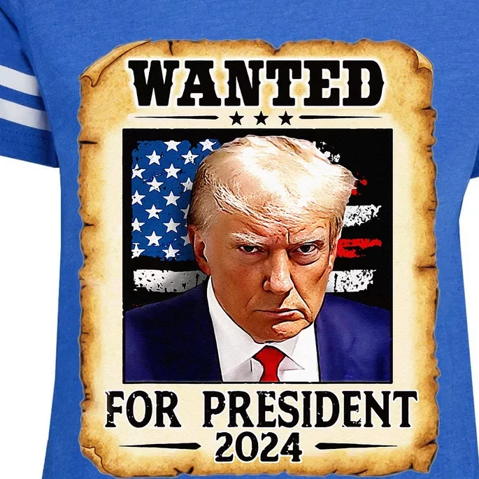 Donald Trump Mug Shot Wanted For U S President 2024 Enza Ladies Jersey Football T-Shirt