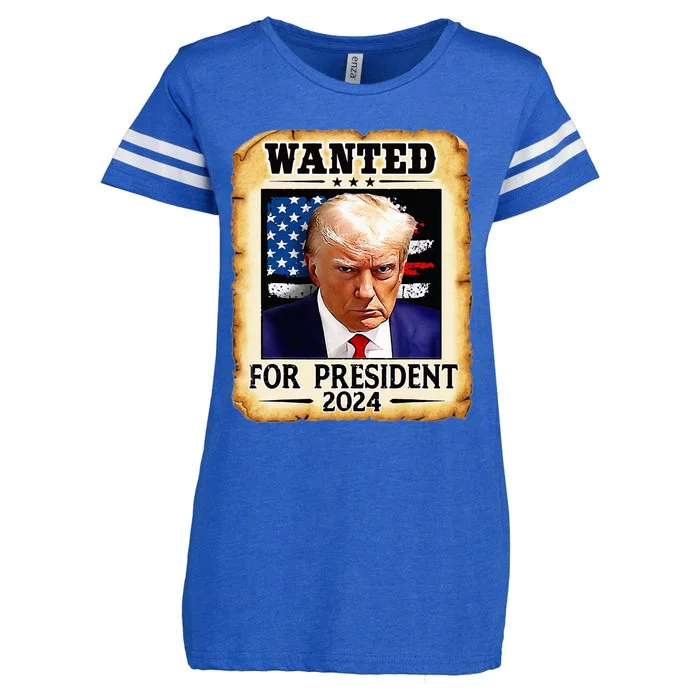 Donald Trump Mug Shot Wanted For U S President 2024 Enza Ladies Jersey Football T-Shirt