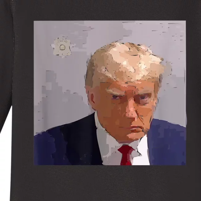 Donald Trump Mug Shot Illustration Baby Long Sleeve Bodysuit