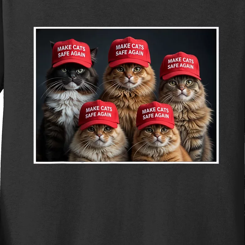 Donald Trump Make Cats Safe Again Red Hat 2024 Debate Funny Kids Long Sleeve Shirt