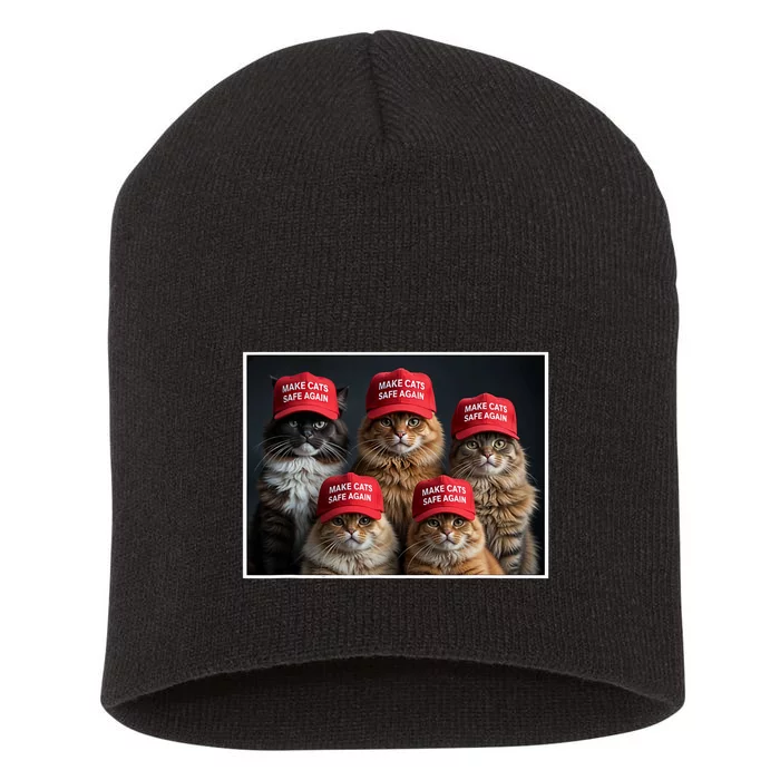 Donald Trump Make Cats Safe Again Red Hat 2024 Debate Funny Short Acrylic Beanie