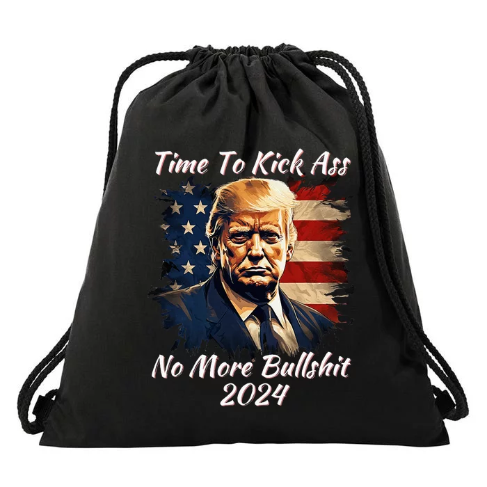 Donald Trump My President 2024 America Mug Shot Flag Drawstring Bag