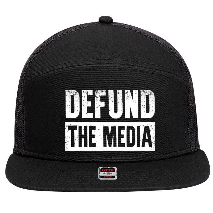 Defund The Media Vintage 7 Panel Mesh Trucker Snapback Hat