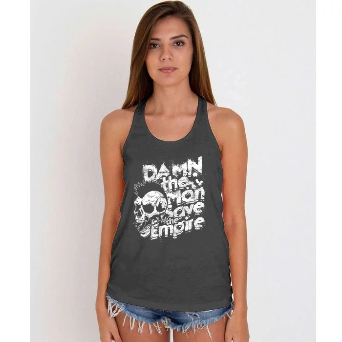 Damn The Man Save The Empire Strength Motivational Man Women's Knotted Racerback Tank