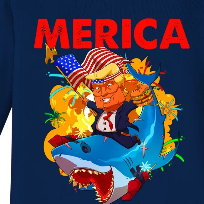 Donald Trump Merica American Flag Murica Gift Baby Long Sleeve Bodysuit