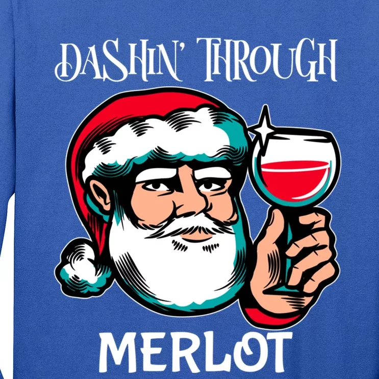 Dashin Through Merlot Christmas Santa Wine Gift Long Sleeve Shirt