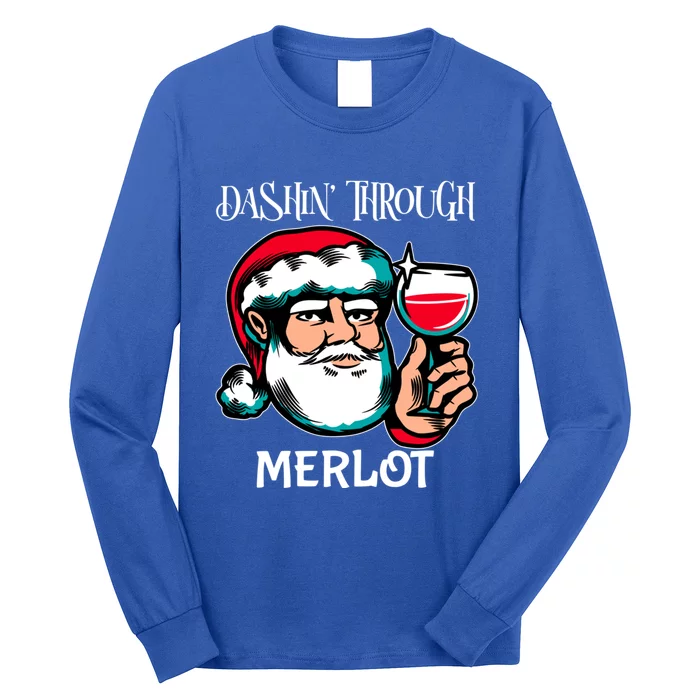 Dashin Through Merlot Christmas Santa Wine Gift Long Sleeve Shirt