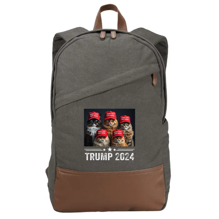 Donald Trump Make Cats Safe Again Red Hat 2024 Debate Gift Cotton Canvas Backpack