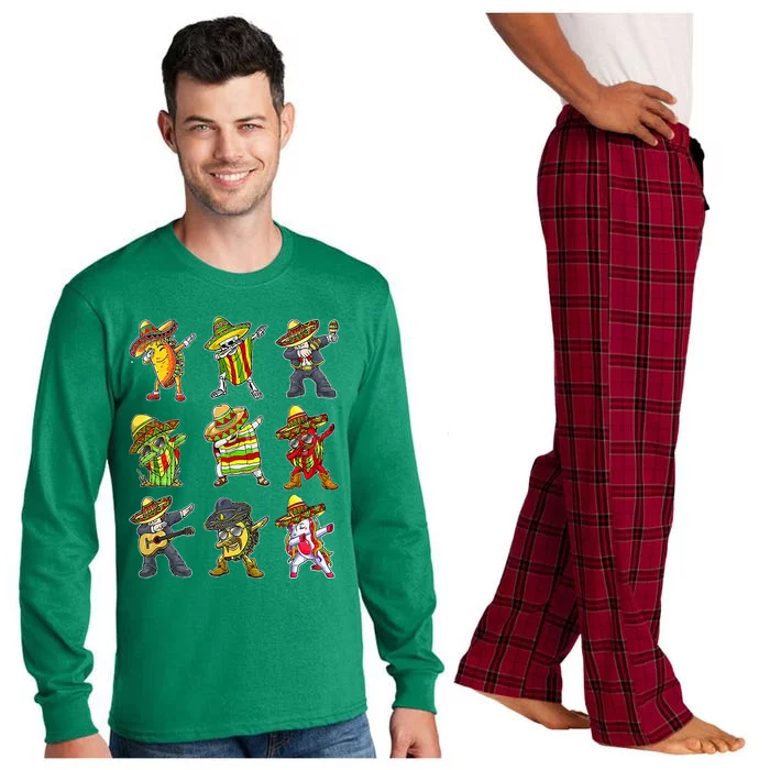 Dabbing Taco Mexican Friends Cinco De Mayo Long Sleeve Pajama Set