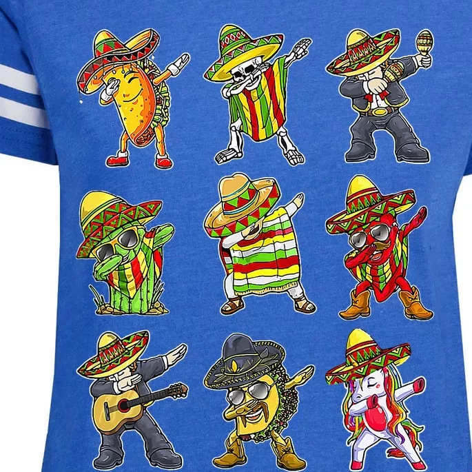 Dabbing Taco Mexican Friends Cinco De Mayo Enza Ladies Jersey Football T-Shirt