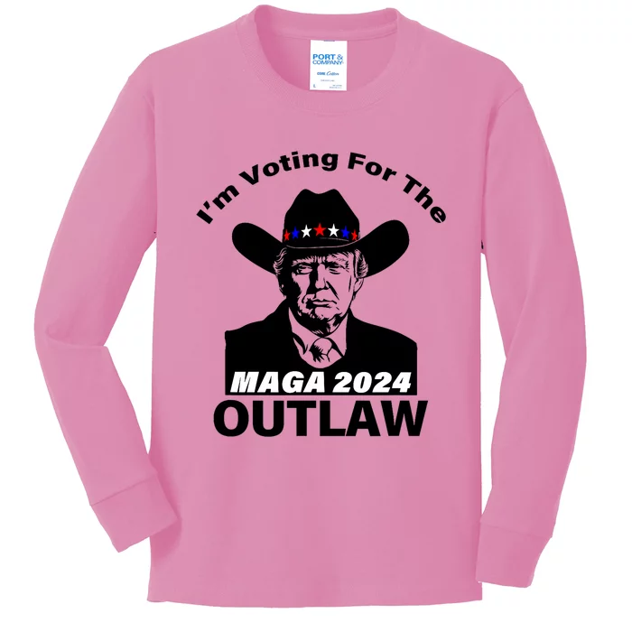 Donald Trump Maga IM Voting For The Outlaw 2024 President Kids Long Sleeve Shirt