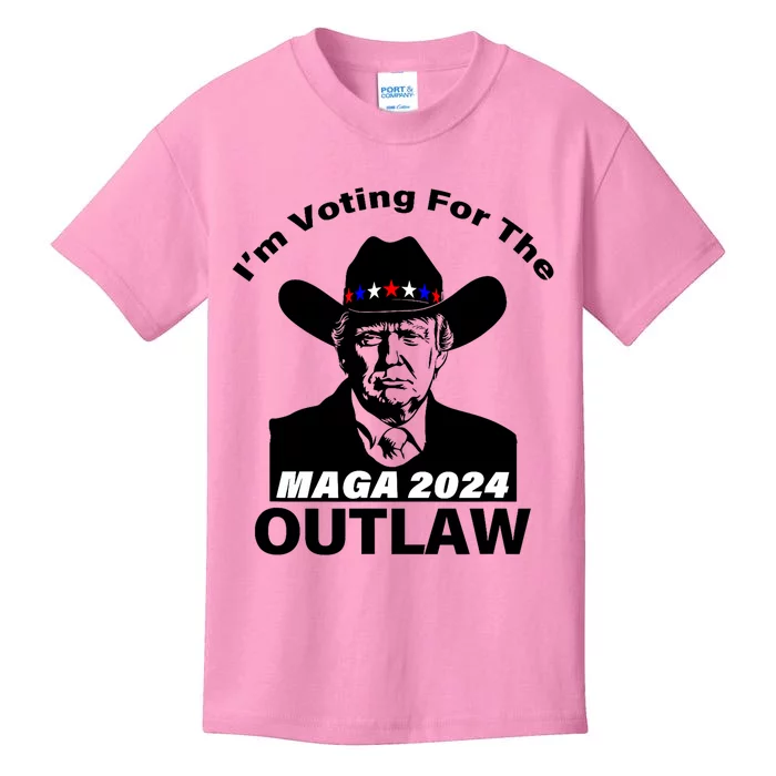 Donald Trump Maga IM Voting For The Outlaw 2024 President Kids T-Shirt