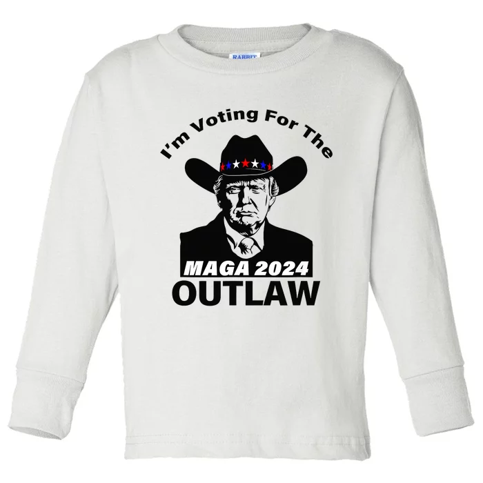 Donald Trump Maga IM Voting For The Outlaw 2024 President Toddler Long Sleeve Shirt