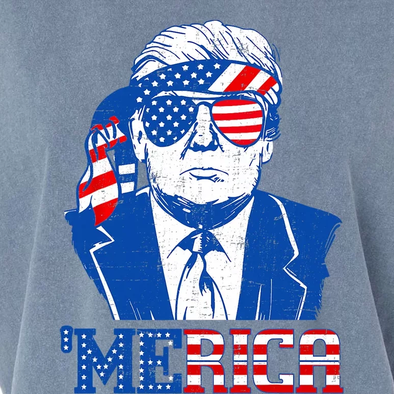 Donald Trump Merica Trump Sunglass Us Flag 4th Of July Garment-Dyed Women's Muscle Tee