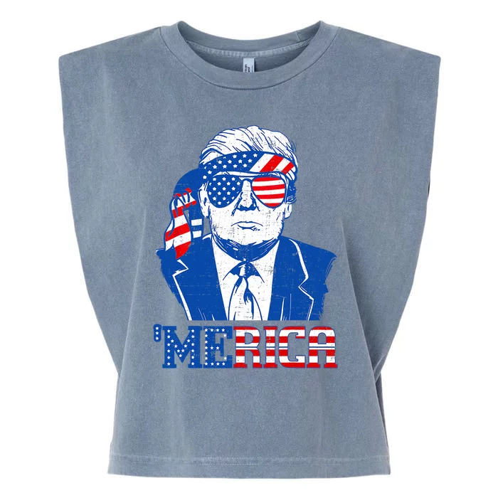 Donald Trump Merica Trump Sunglass Us Flag 4th Of July Garment-Dyed Women's Muscle Tee