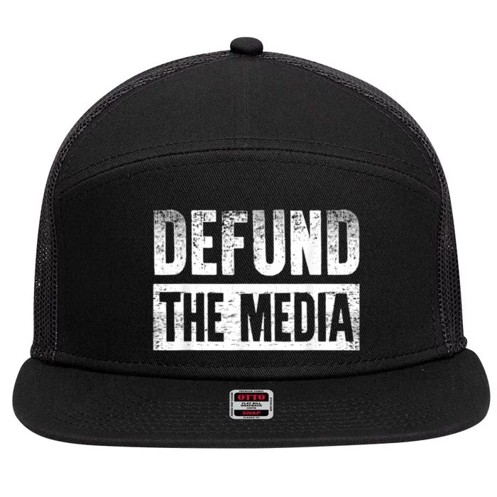 Defund The Media 7 Panel Mesh Trucker Snapback Hat