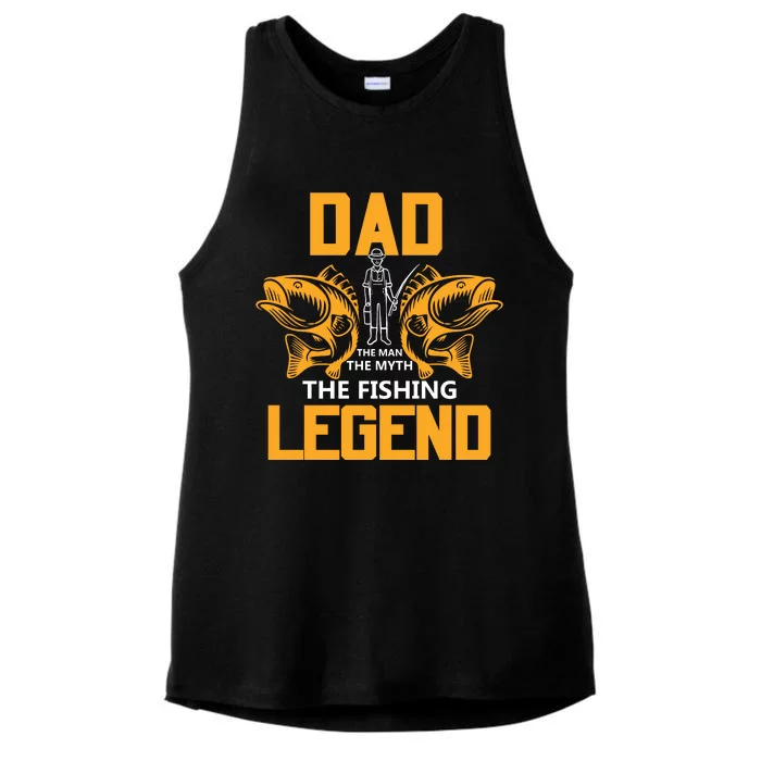 Dad The Man Myth The Fishing Legend Ladies Tri-Blend Wicking Tank