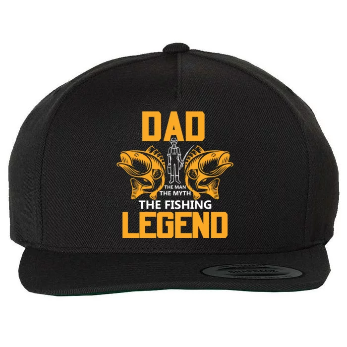 Dad The Man Myth The Fishing Legend Wool Snapback Cap