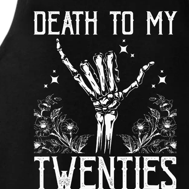 Death To My Twenties 30th Birthday 30 Yr Old Floral Skeleton Ladies Tri-Blend Wicking Tank