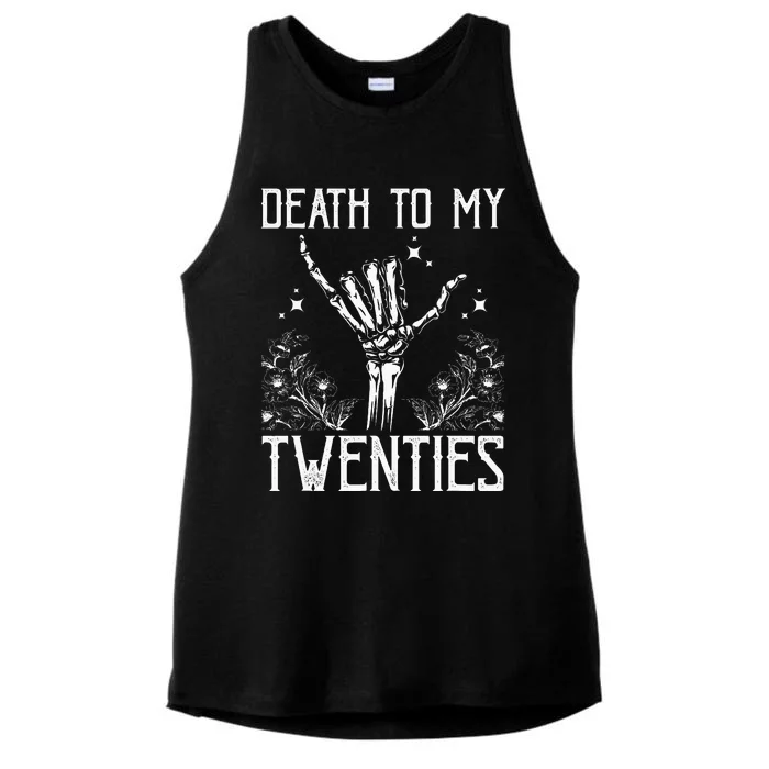 Death To My Twenties 30th Birthday 30 Yr Old Floral Skeleton Ladies Tri-Blend Wicking Tank