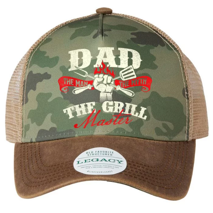 Dad The Man The Myth The Grill Master Grill Bbq Lover Legacy Tie Dye Trucker Hat