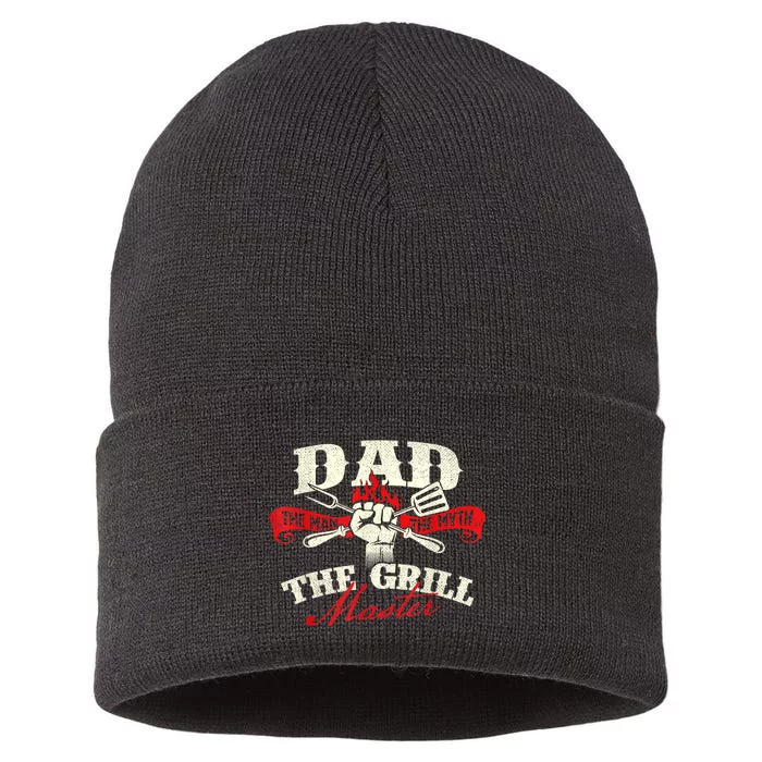 Dad The Man The Myth The Grill Master Grill Bbq Lover Sustainable Knit Beanie