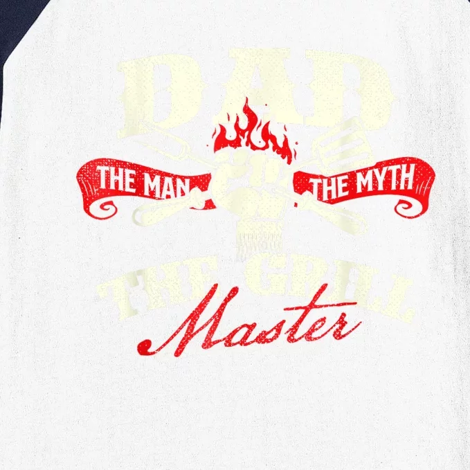 Dad The Man The Myth The Grill Master Grill Bbq Lover Baseball Sleeve Shirt