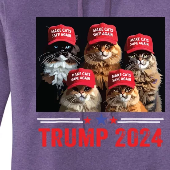 Donald Trump Make Cats Safe Again Trump 2024 Women's Pullover Hoodie