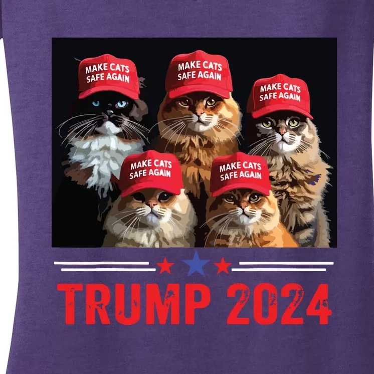 Donald Trump Make Cats Safe Again Trump 2024 Women's V-Neck T-Shirt