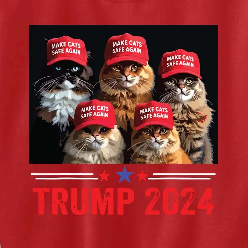 Donald Trump Make Cats Safe Again Trump 2024 Kids Sweatshirt