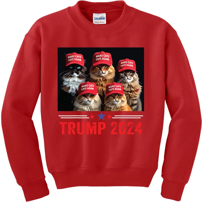 Donald Trump Make Cats Safe Again Trump 2024 Kids Sweatshirt