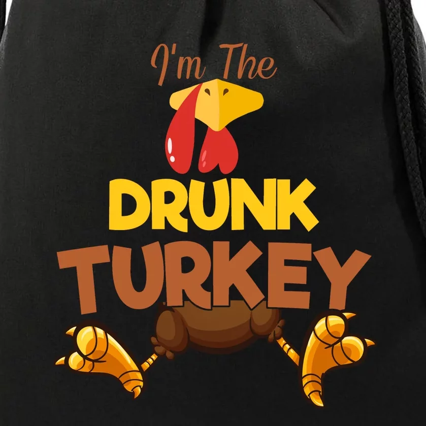 Drunk Turkey Matching Family Group Thanksgiving Gifts Drawstring Bag