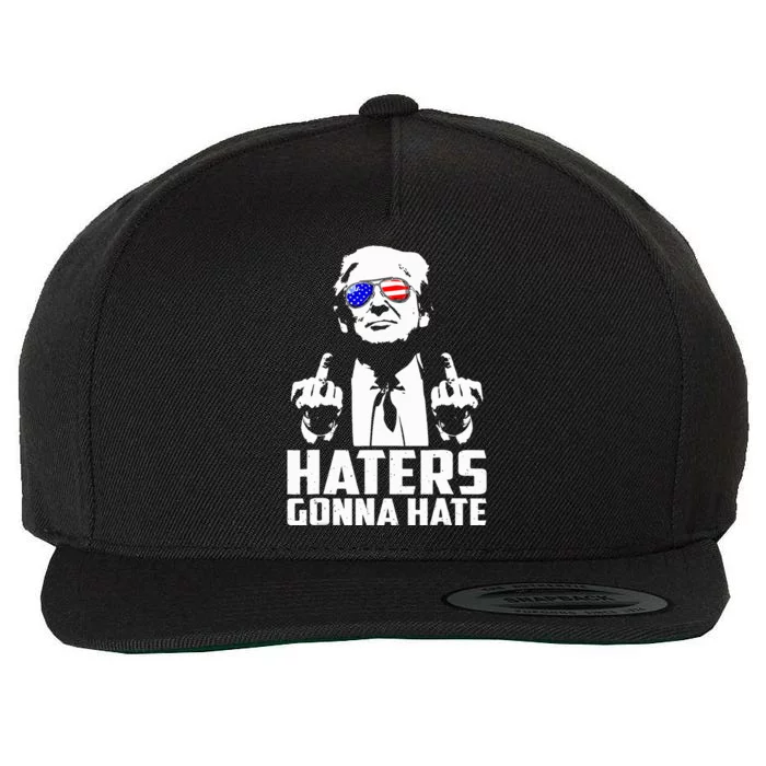 Donald Trump Middle Finger Funny Haters Gonna Hate President Wool Snapback Cap