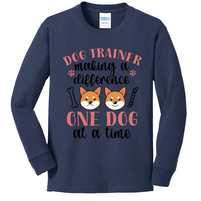 Dog Trainer Making A Difference Dog Training Gift Kids Long Sleeve Shirt