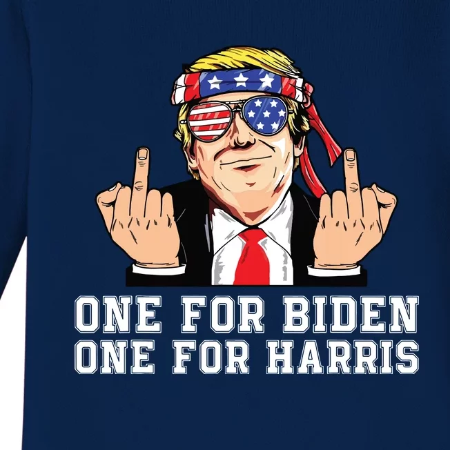 Donald Trump Middle Finger Biden Harris America Republican Baby Long Sleeve Bodysuit