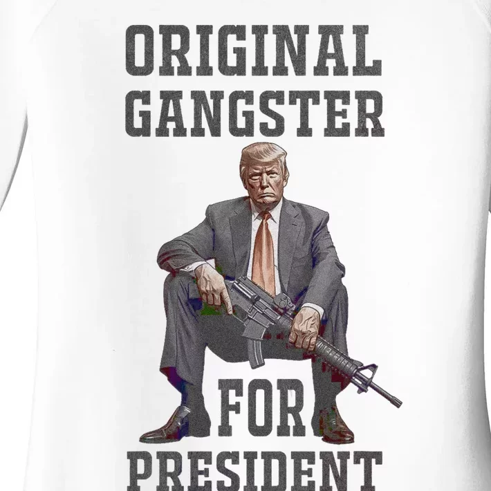 Donald Trump Mugshot Original Gangster For President 2024 Women's Perfect Tri Tunic Long Sleeve Shirt