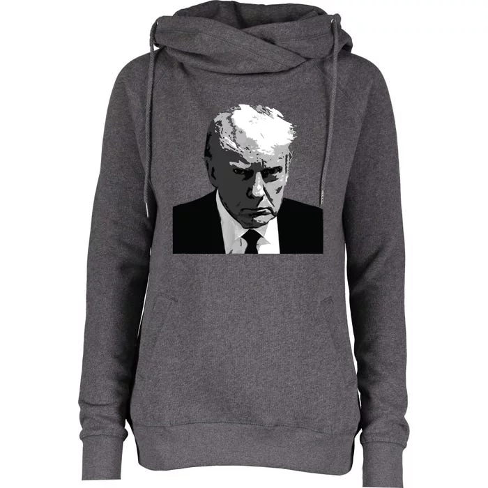 Donald Trump Mug Shot Womens Funnel Neck Pullover Hood