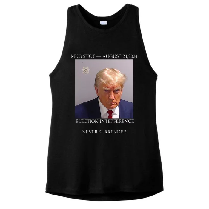 Donald Trump Mug Shot August 24 2024 Election Interference Ladies Tri-Blend Wicking Tank