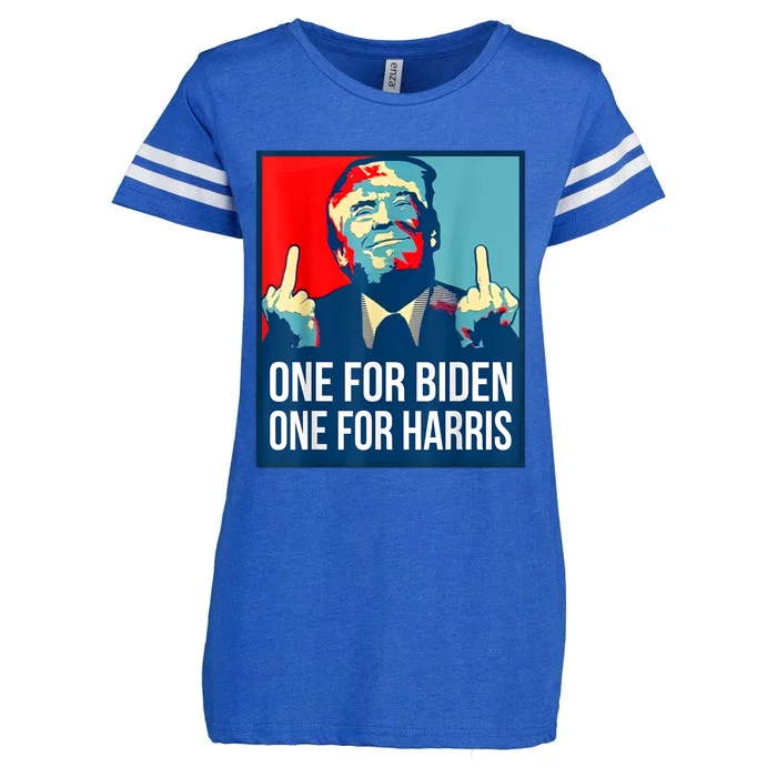 Donald Trump Middle Finger Biden Harris America Republican Enza Ladies Jersey Football T-Shirt