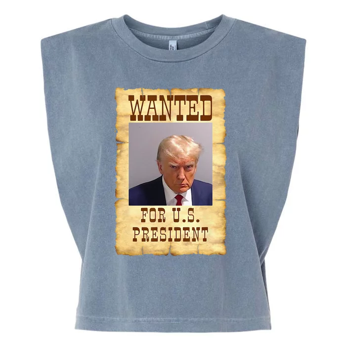 DONALD TRUMP MUG SHOT WANTED SIGN Garment-Dyed Women's Muscle Tee