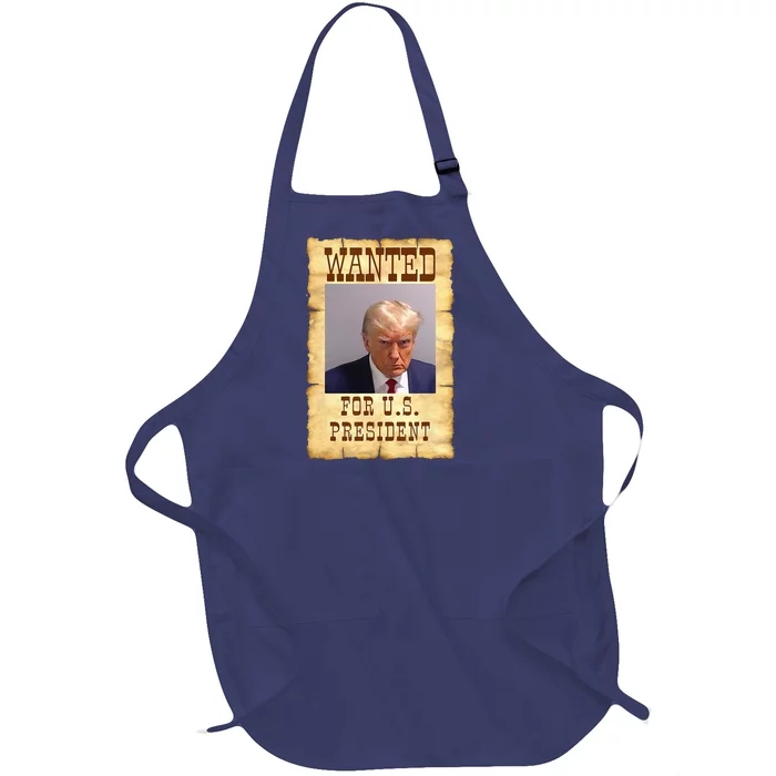 DONALD TRUMP MUG SHOT WANTED SIGN Full-Length Apron With Pocket