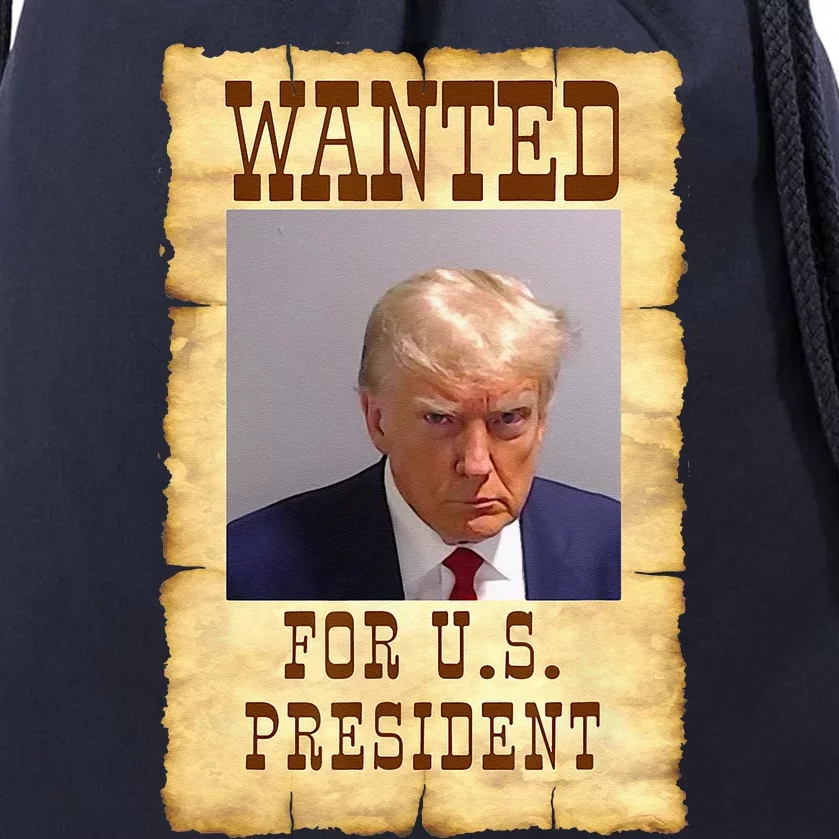 DONALD TRUMP MUG SHOT WANTED SIGN Drawstring Bag