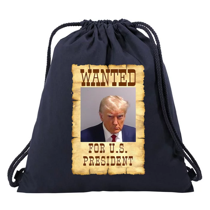 DONALD TRUMP MUG SHOT WANTED SIGN Drawstring Bag