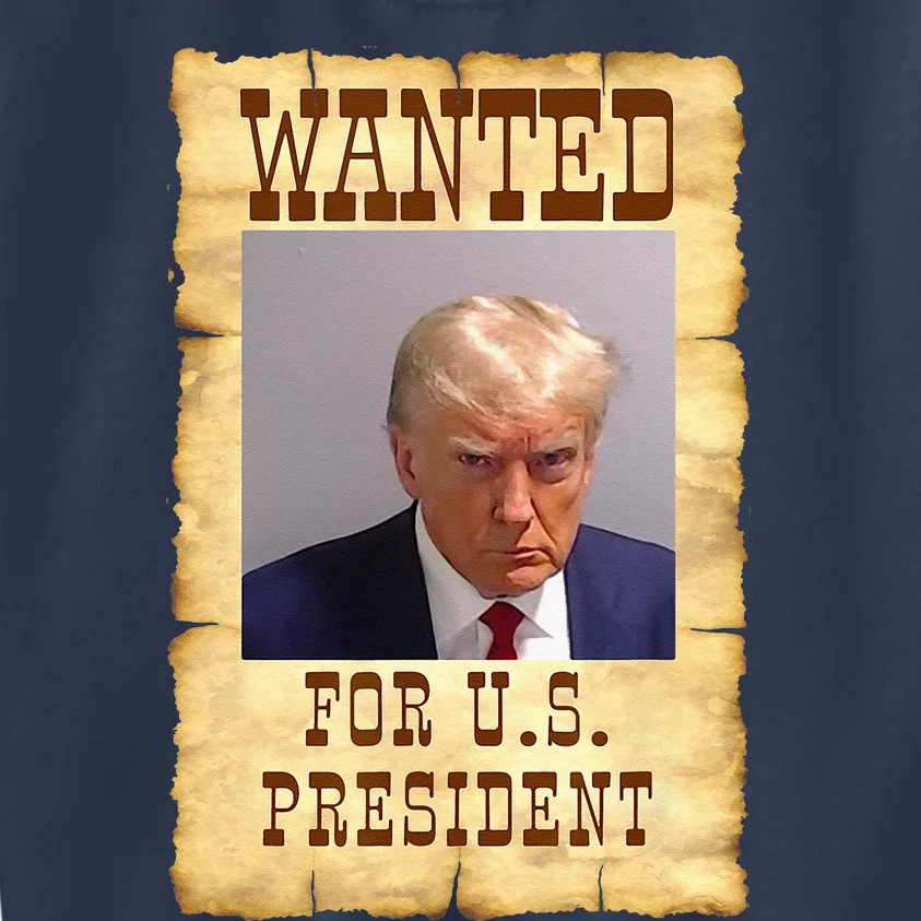 DONALD TRUMP MUG SHOT WANTED SIGN Kids Sweatshirt