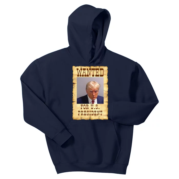 DONALD TRUMP MUG SHOT WANTED SIGN Kids Hoodie