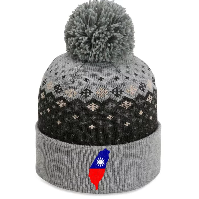 Distressed Taiwan Map Flag Support For Taiwan I Love Taiwan Funny Gift The Baniff Cuffed Pom Beanie