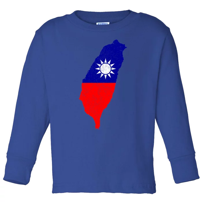 Distressed Taiwan Map Flag Support For Taiwan I Love Taiwan Funny Gift Toddler Long Sleeve Shirt