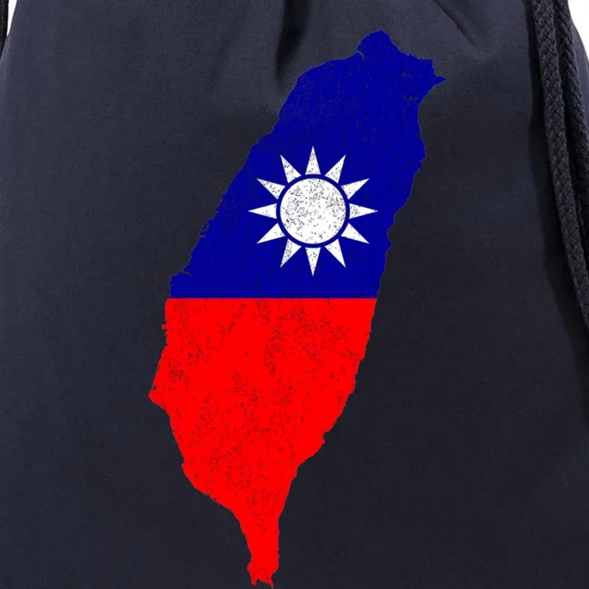 Distressed Taiwan Map Flag Support For Taiwan I Love Taiwan Funny Gift Drawstring Bag