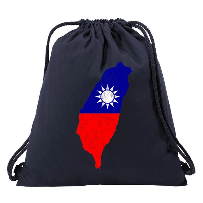 Distressed Taiwan Map Flag Support For Taiwan I Love Taiwan Funny Gift Drawstring Bag